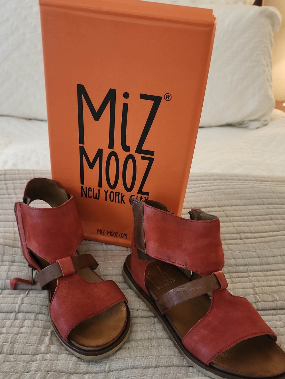 Miz Mooz Red Suede Open-Strap Sandals